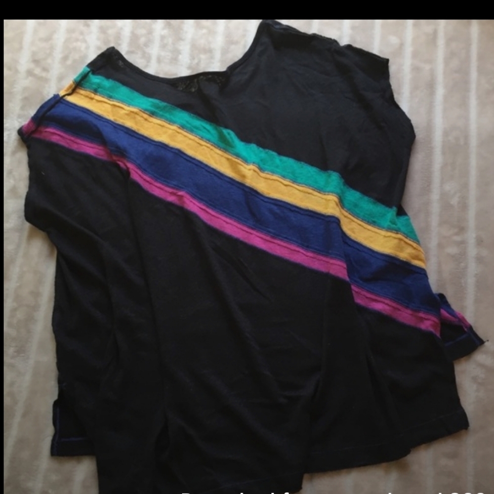 Free People, We the Free, black rainbow top size medium